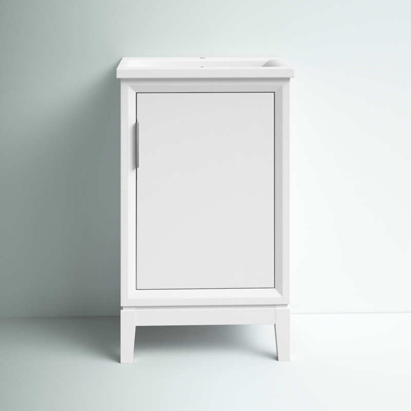Ensemble de meuble-lavabo simple 21 po Finkbeiner, Blanc pur, Argent argent