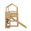 Twin Size Wood House Loft Bed With Slide, Storage Shelves And Light, Climbing Ramp-1446514092