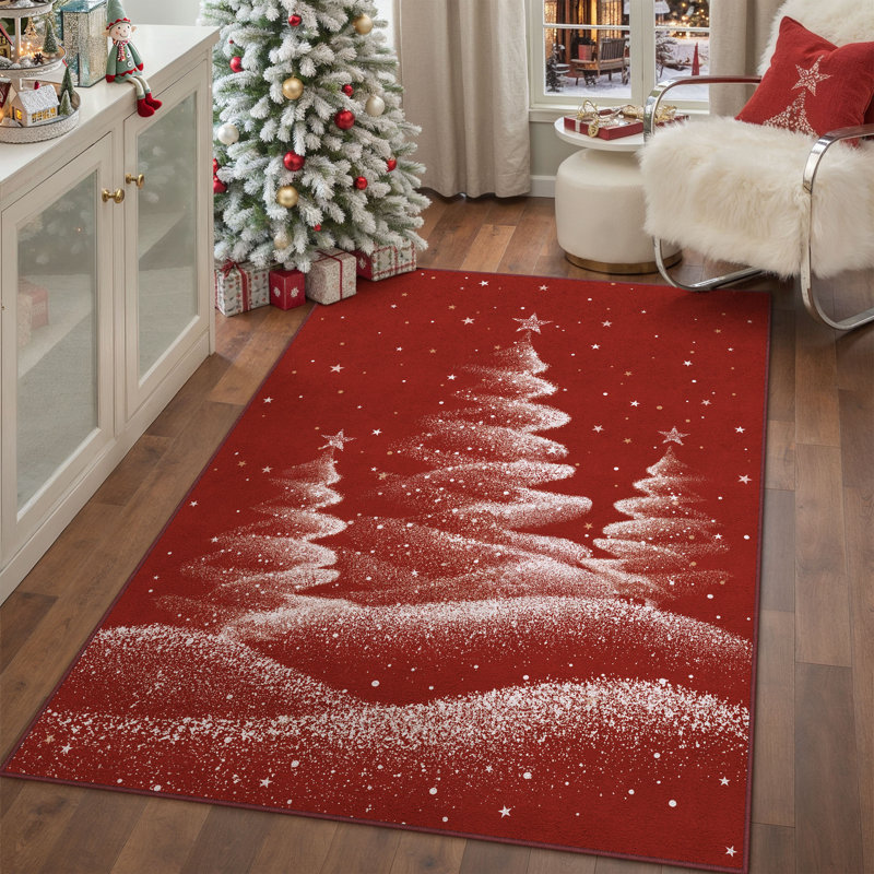 Tapis lavable avec tapis antidérapant Loly Christmas, Rectangle 4pi x 6 pi