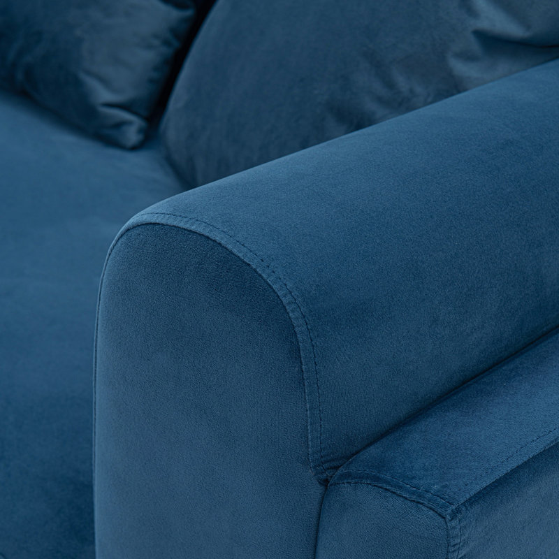 Canapé 91 po en velours bleu saphir