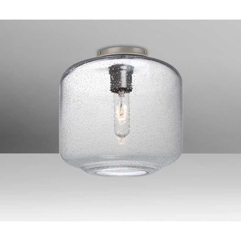 Plafonnier encastré cylindrique simple 9,5 po Spero, Nickel satiné, Transparent