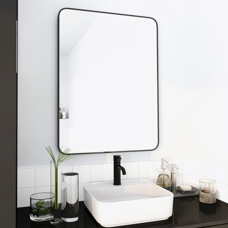 Miroir de salle de bain avec cadre en aluminium noir