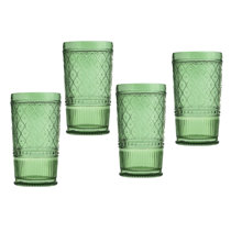 Large Water Goblet Glasses by Toscana, 20 Oz Set of 10, Iced Tea Stemmed  Footed Glass Glassware, Green 