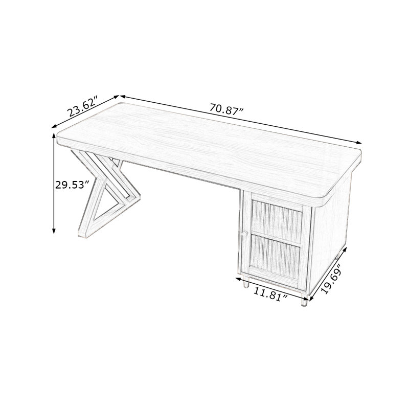 Walnut Rectangular Solid Wood desks, 29.53" H x 70.87" W x 23.62" D, Right Hand Return