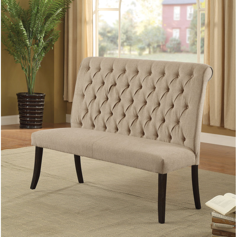 Biyron Polyester Upholstered Bench, Ivory