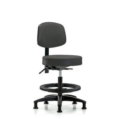 Saige Backed Adjustable Height Ergonomic Lab Stool with Footring Wheels