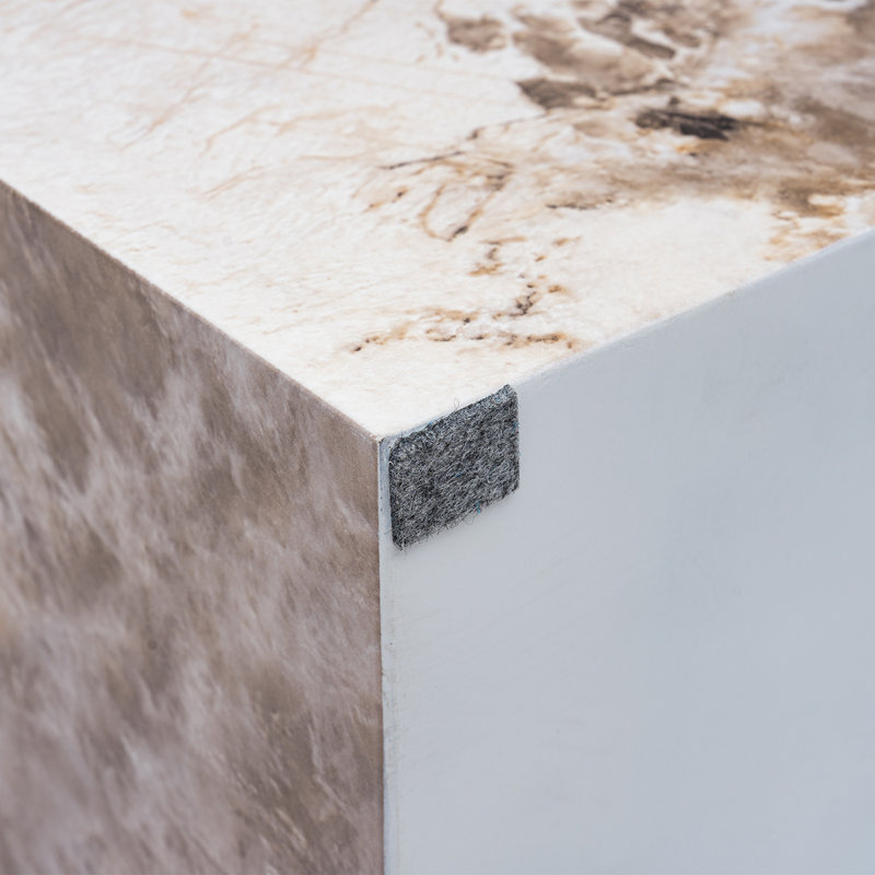 Square Faux Marble and Concrete End Table, 26" H x 14" W x 14" D, Brown