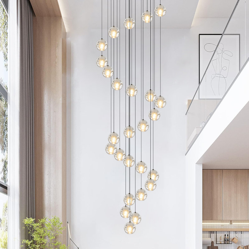 Lustre moderne 20 lumières noir cristal, Argent argent, 180" H X 27.6" W X 27.6" D
