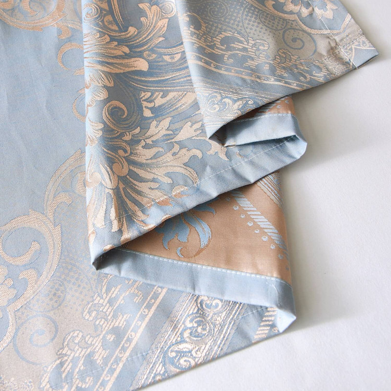 Dolce-Mela Cotton Blend Blackout Curtains / Drapes Single Panel, Light Gray/Gold