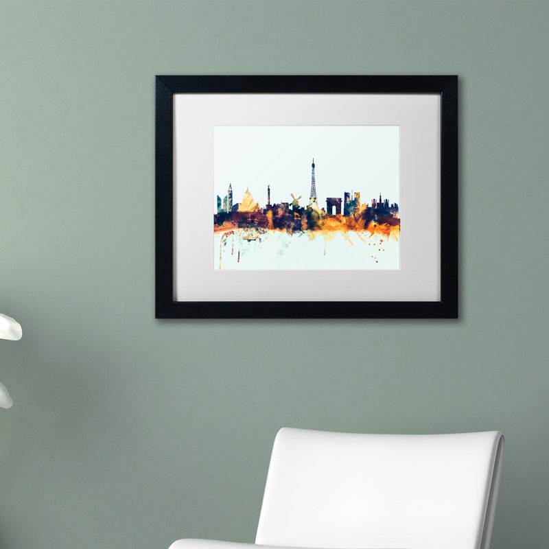 « paris france horizon blue », impression encadrée, H 11 po x l 14 po x P 0,5 po, Cadre noir