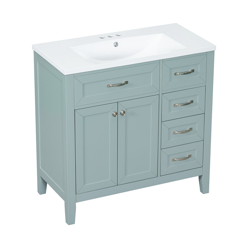 Armoire de salle de bain avec tiroirs, Vert