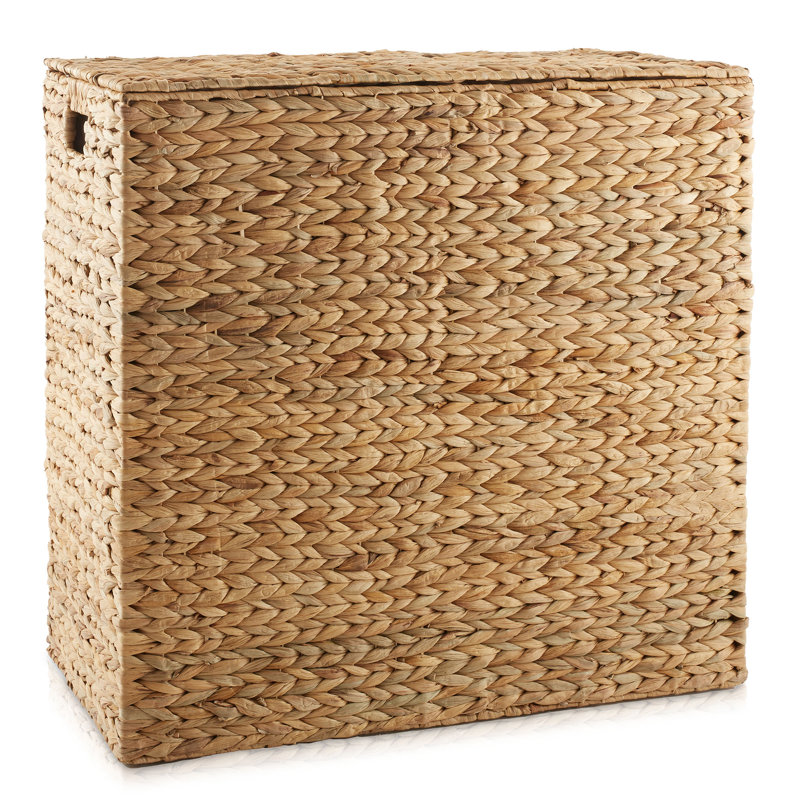 Natural Wicker Upright Hamper with Lid, 24" Tall