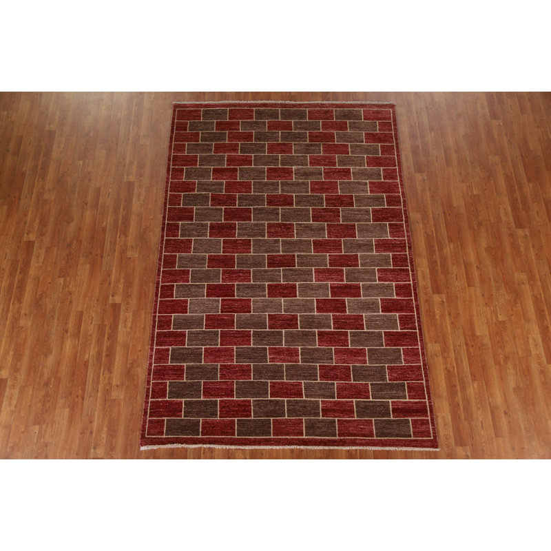 One-of-a-Kind Rectangle 5'11'' x 8'10'' New Age Rectangle Wool Area Rug in Red