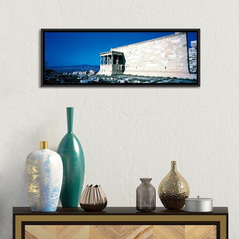 «Parthenon Complex Athens Grèce», reproduction de photo sur toile, H 12 po x l 36 po x P 1,5 po, Cadre noir