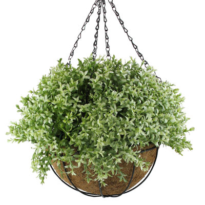 10" Green Artificial Hanging Two-Tone Foliage Basket