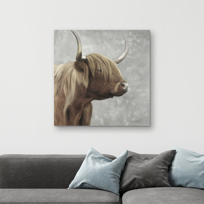 Beautiful desaturated higland cattle - 32"x32" art on canvas