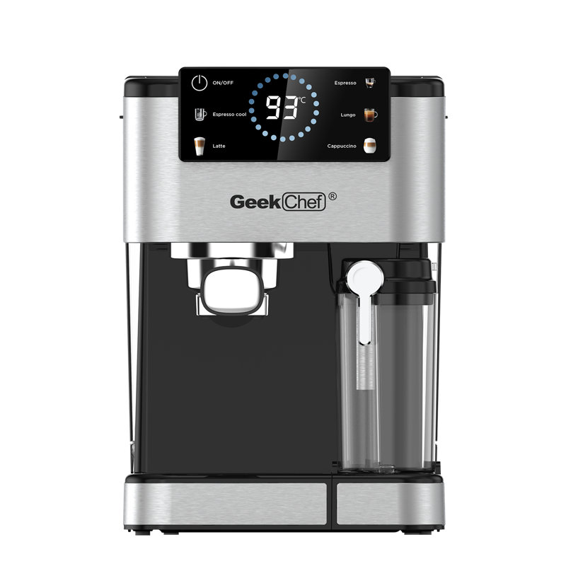 Home Barista Espresso Machine – Black+silver Metal/stainless Steel, Automatic Frother/touchscreen, Ese Pod/instant Heating For Kitchen Cappuccino/latte
