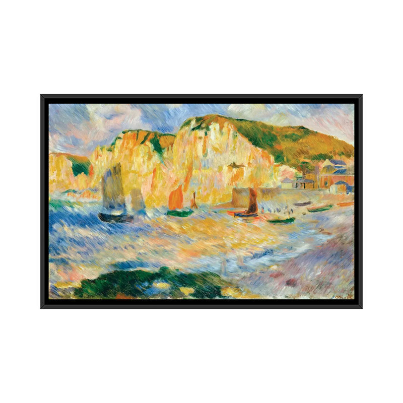 «Sea and Cliff», reproduction sur toile, H 18 po x l 26 po x P 1,5 po, Toile avec cadre noir, Pas de tapis