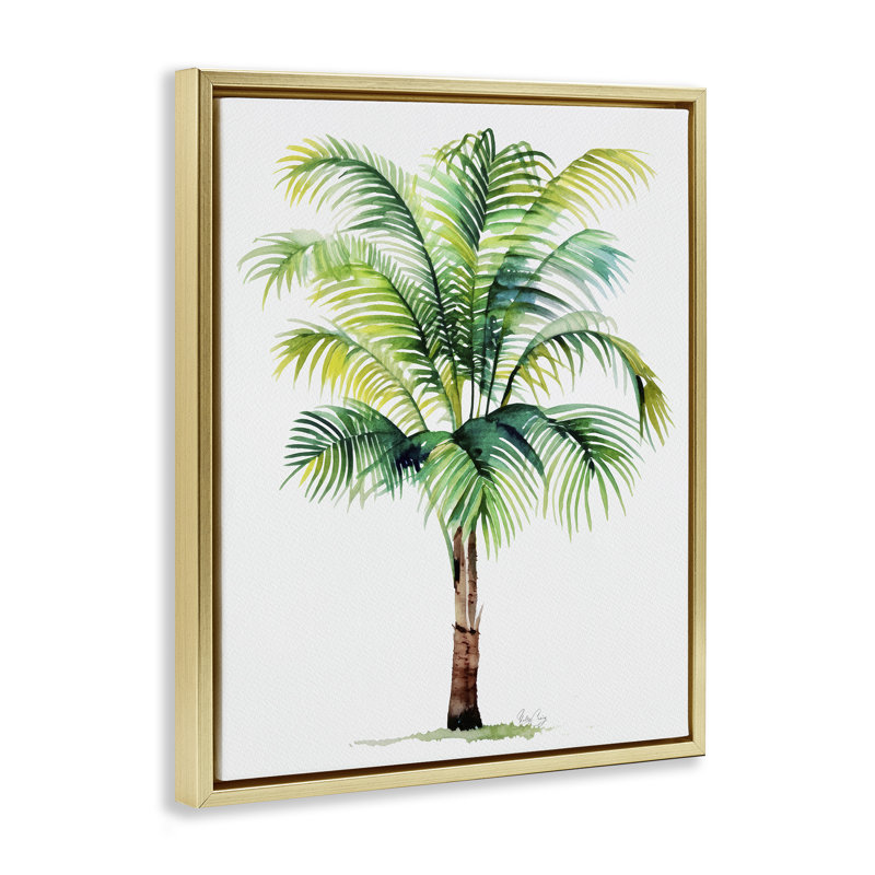 Cadre flottant Breezy Fronds Palm, design par Shelly Craig, H 21 po x l 17 po, Cadre flottant métallique doré