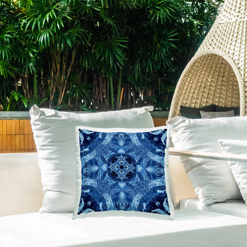 Coussin d'extérieur à motif de mosaïque imprimé El Perkin
