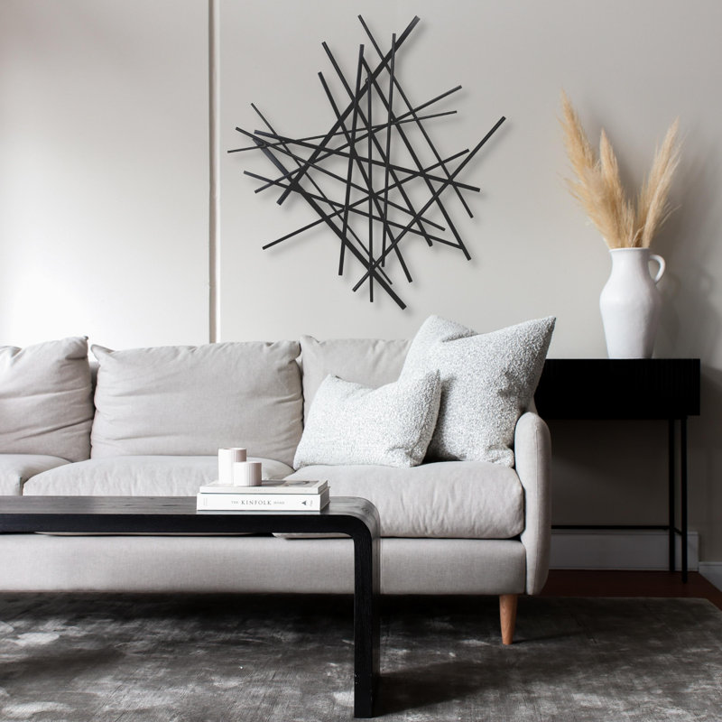 Avalon Abstract Geometric Metal Wall Art, Modern Wall Décor, 28", 28.5" H x 26.5" W x 1.25" D, Black