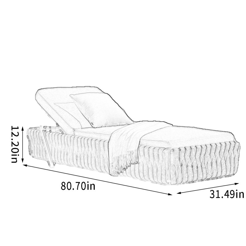 Resort-Style Outdoor Rope Lounge Chair Outdoor Single chaise with Cushions