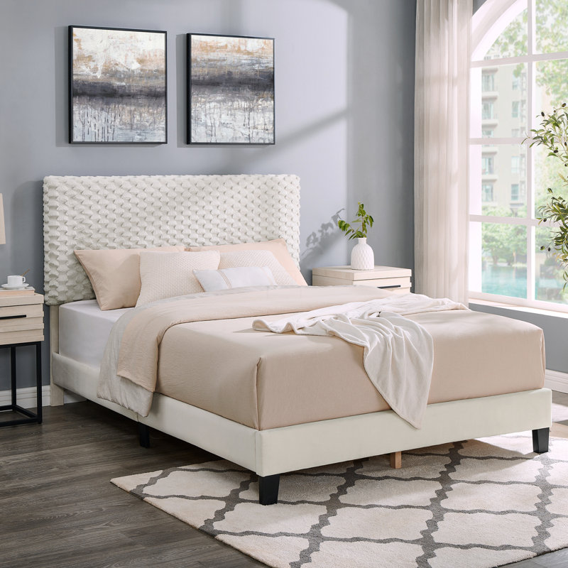 Lit plateforme tapissier Findlay Plush, Lit double