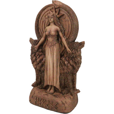Figurine de déité païenne Hicate avec des chiens rouges