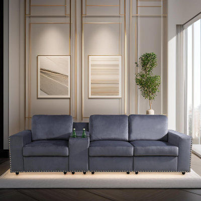 Artisan Dark Grey Microfiber Smooth Soft 4-Piece Living Room Modular Sofa Set