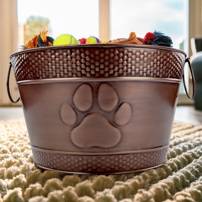 Dog Toy Bin Round - Copper Finish (15qt)