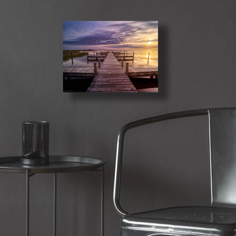 «Sunset at the Dock» par Rick Berk, art mural en verre acrylique, H 12 po x l 16 po x P 0,13 po