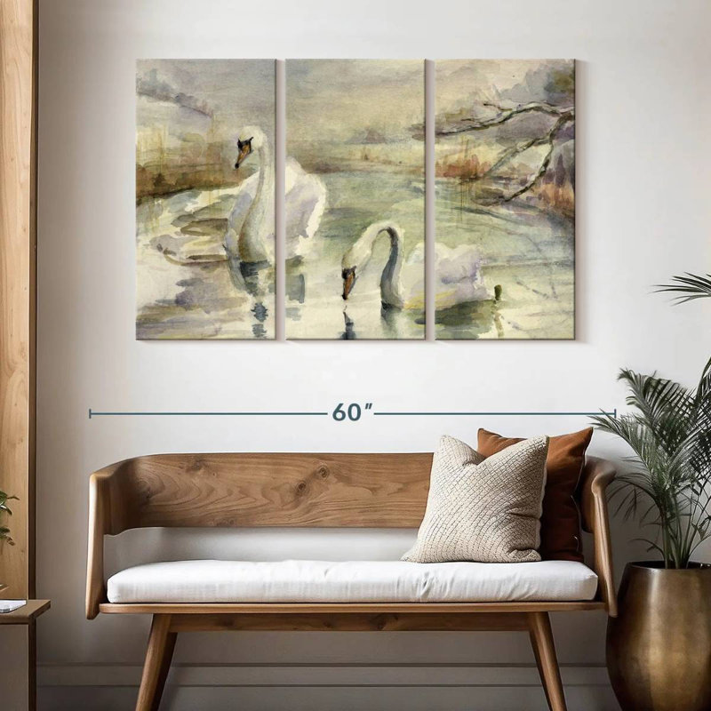 Brampt Swans In Winter, 32" H x 50" W