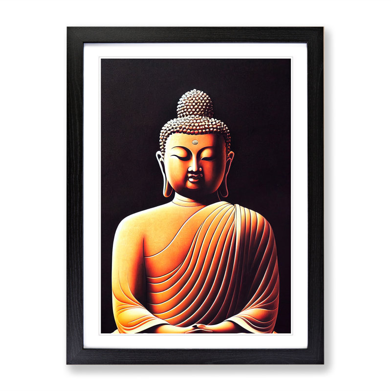 Vibrant Buddha - Single Picture Frame Print, Black , 34cm H x 25cm W x 2cm D