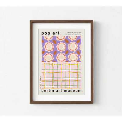 Pop Art Museum Poster – Retro Flower & Plaid Exhibition Print