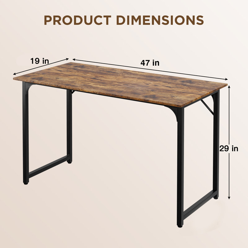 Office Desk Small Computer Desk Study and Writing Table Simple Modern Desk with Metal Frame for Home Office, Vintage/Black