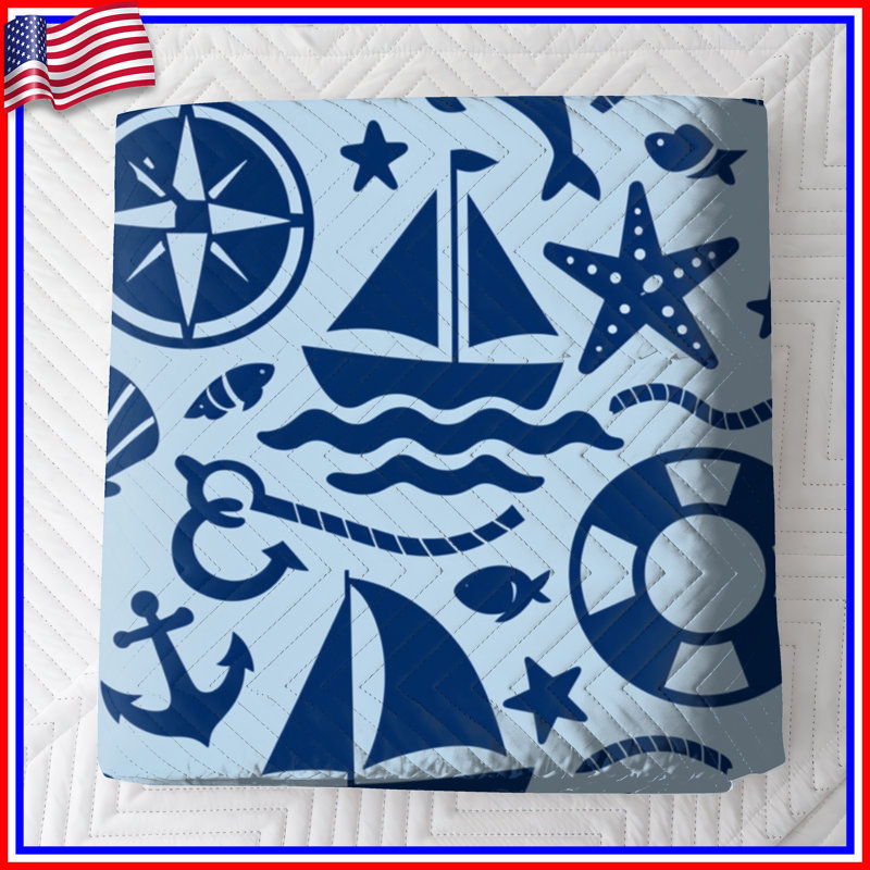 Couvre-lit matelassé à motif nautique éléments toutes tailles, Double