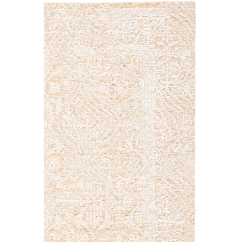 Pezanetti Oriental Handmade Tufted Wool Orange/Ivory Area Rug, Runner 2'3" x 8'