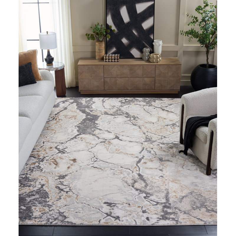 Kayliann Performance Abstract Rug, Oval 7' x 10'
