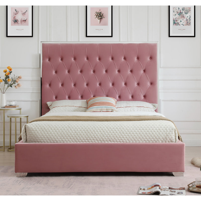 Velours Lotman rembourré avec cadre argenté, Grand, Rose