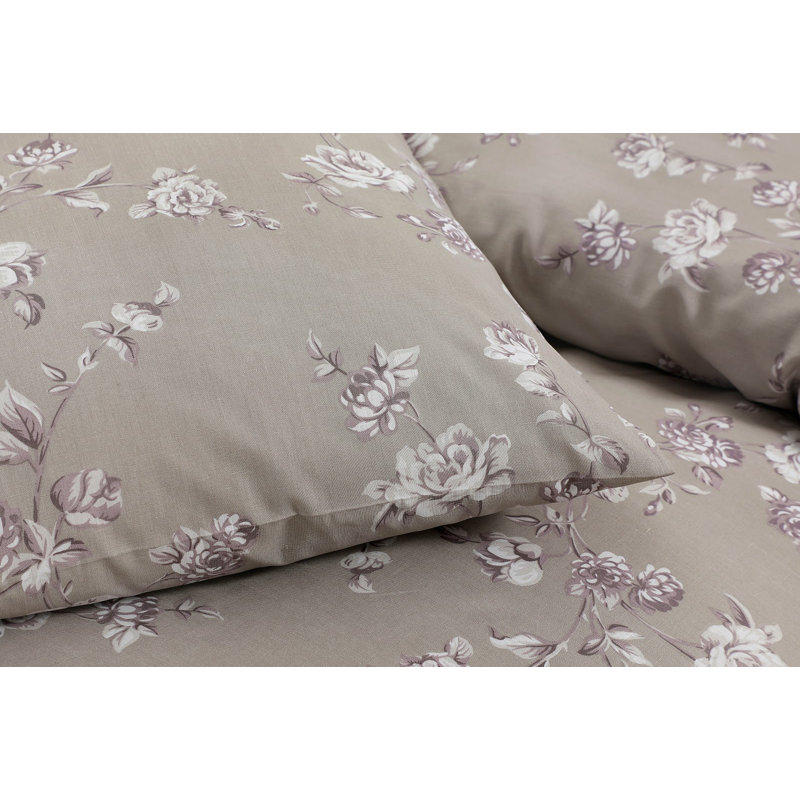 Garnes Floral Duvet Cover Set with Pillowcases, Beige, Double Duvet Cover + 2 Standard Pillowcases