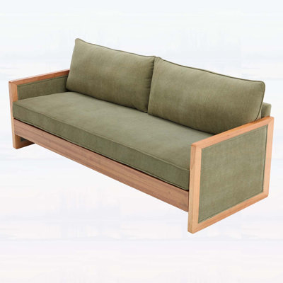 Modern Three-Seater Sofa with Chenille Upholstery for Comfortable and Stylish Living Room Seating, Green