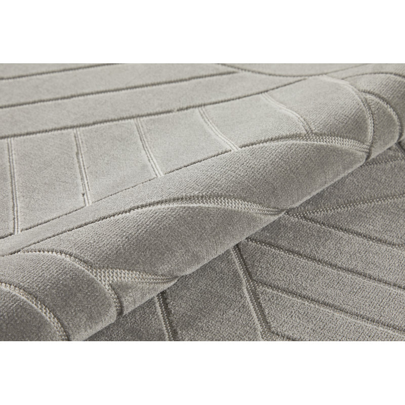 Geometric Pile Low-Effect patterned Machine Woven Grey Area Rug, Rectangle 160 x 220cm