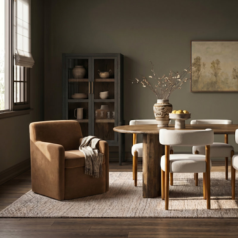 Gosselin 22.5''W Modern Moveable Dining Chair with Storage, Caramel