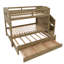 Lit simple superposé simple avec lit gigogne, trois tiroirs de rangement, escalier de rangement et garde-robe-2004771678