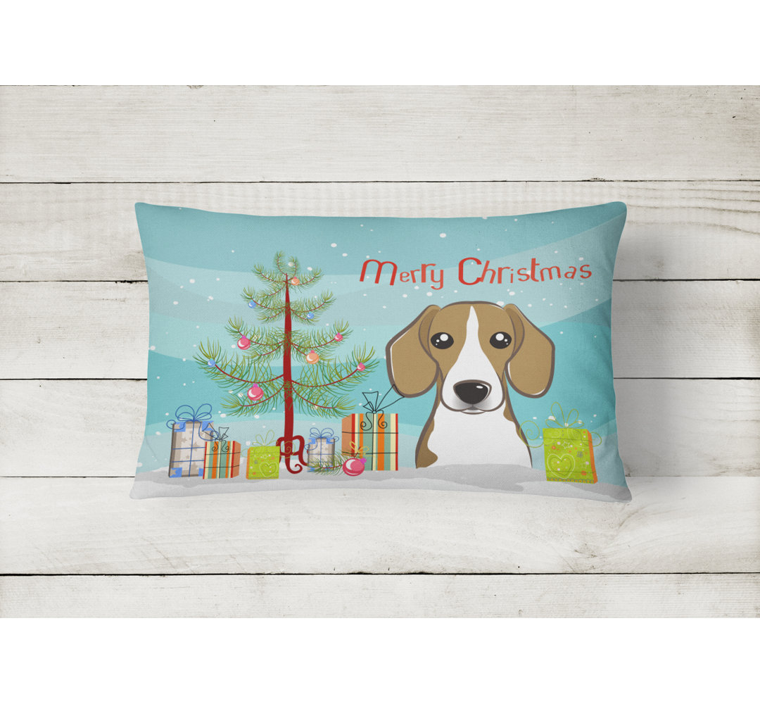  Christmas Tree and Beagle Fabric Indoor/Outdoor Throw Pillow Caroline's Treasures