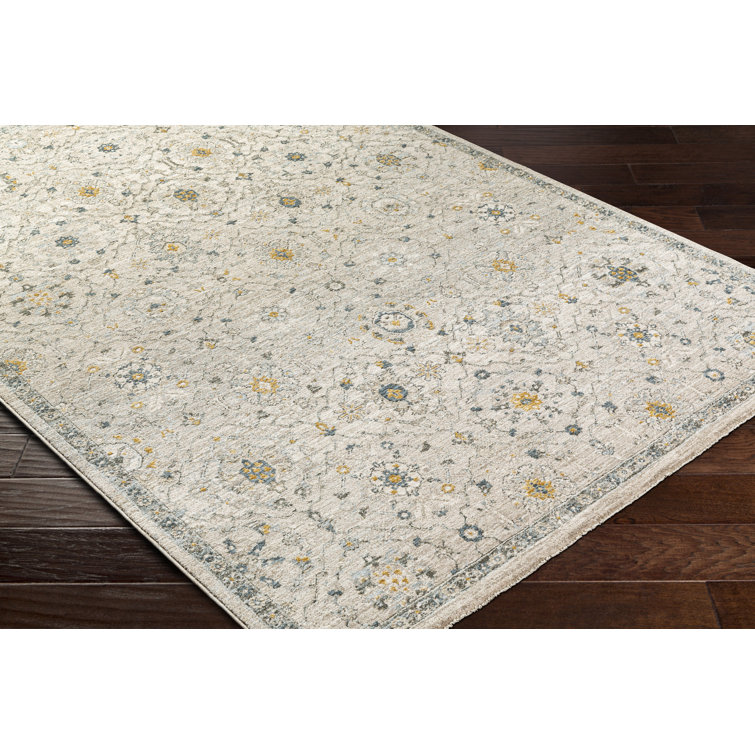Elsadora Oriental Machine Woven Polyester Area Rug in Beige/Yellow/Blue