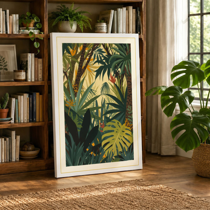 Jungle Canopy Tropical - Wrapped Canvas, 18x12 - 45.7 x 30.5 cm, Ochre Border