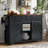 Farmhouse Kitchen Island With Power Outlet, 2 Sliding Barn Door Kitchen Storage Island With Drop Leaf, Spice Rack Rolling Kitchen Cart On Wheels, For Home, Kitchen And Dining Room