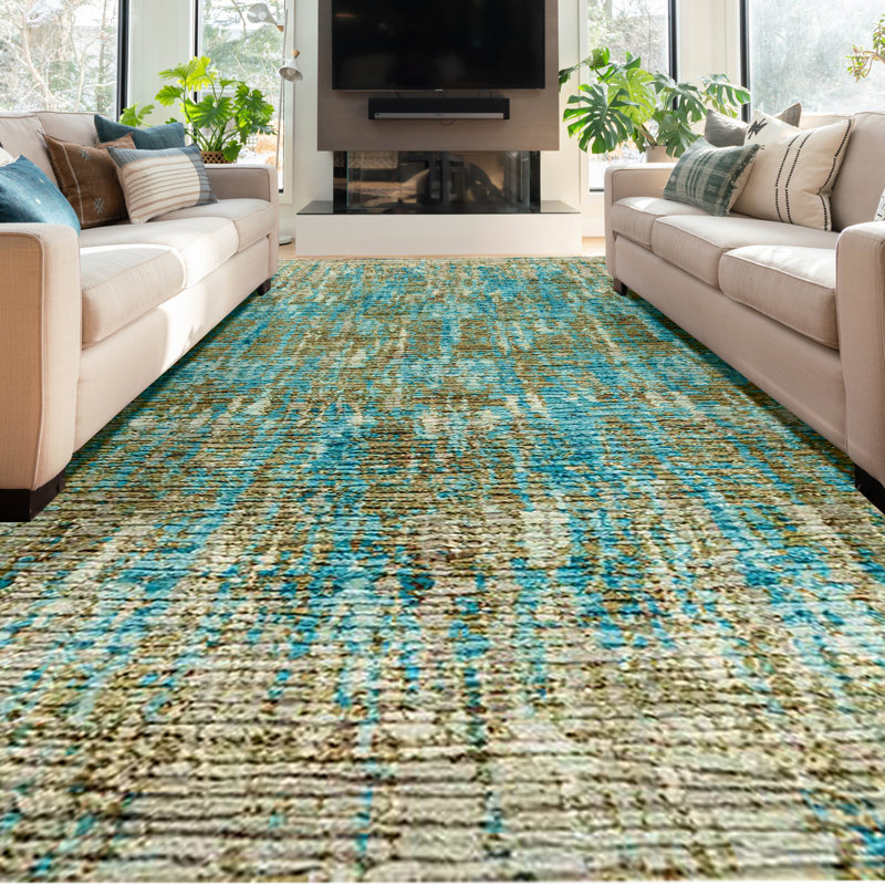 Wool Abstract Area Rug, Rectangle 10' x 14'