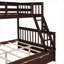 Platform Bunk Bed Twin-over-Full Sleeper with Under-Bed Storage Drawers, Solid Wood, Brown Finish